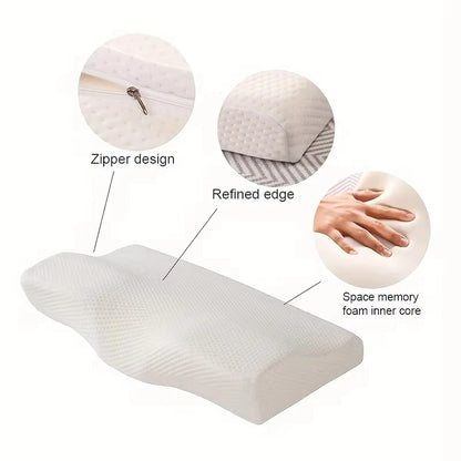 Butterfly Memory Foam Pillow For Side Sleepers, Ergonomic Orthopedic Neck Support, Dual Support For Side And Back Sleeping